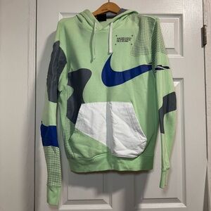 Nike Men's Green and Blue Graphic Hoodie